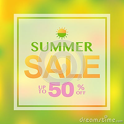 Blurred Summer Sale Banner Vector Illustration