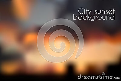 Blurred sunset background. Evening cityscape vector illustration Vector Illustration