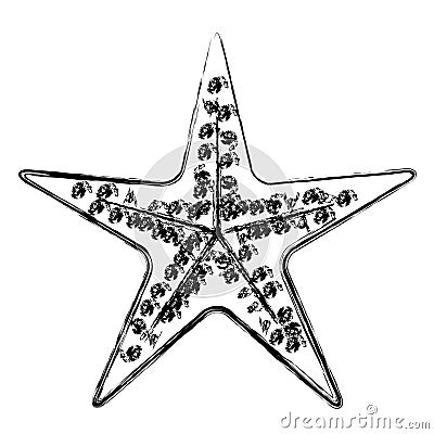 Blurred thick silhouette of sea starfish Vector Illustration