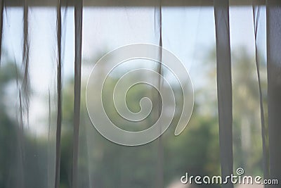 Blurred view of the scene behind the transparent curtain Stock Photo