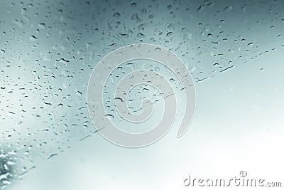 Blurred water drop of rain on window Stock Photo