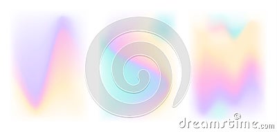 Blurred wavy soft pastel pink blue yellow purple white colors smooth gradient flow textures backgrounds set Vector Illustration