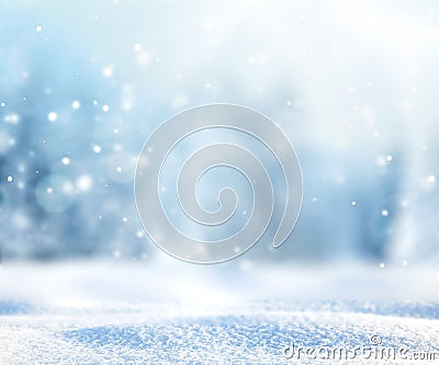 Blurred winter nature snowy background. Stock Photo