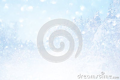 Blurry and abstract magical winter landscape Stock Photo