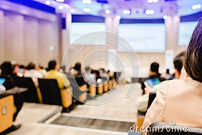 Blurry of auditorium for shareholders meeting or seminar event, Stock Photo