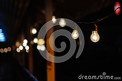 Blurry background - Bulb light in the midnight Stock Photo