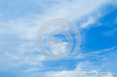 Blurry Blue Sky and clouds on the day of thunderstorms. Shines orange on the clouds Stock Photo