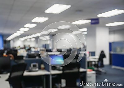 Blurry empty office interiors after working hours Stock Photo