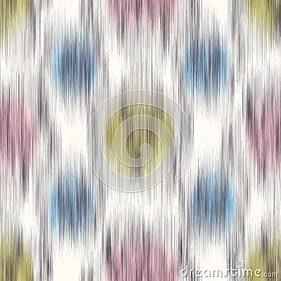 Blurry Ikat Polka Dot Seamless Pattern. Blended Variegated Glitch Stripe Background with Bleeding Color Edges. Fun Playful Animal Stock Photo