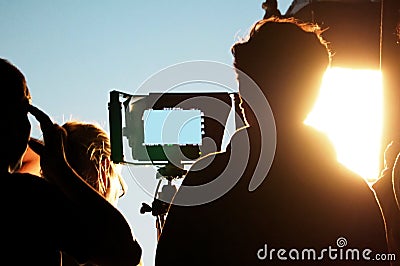 Blurry images of silhouette people behind the scenes Stock Photo