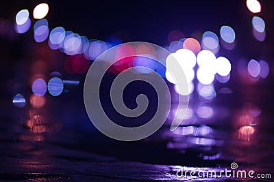 Blurry lights on the street. Stock Photo