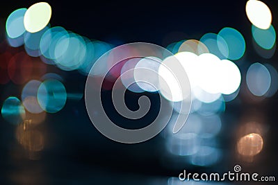 Blurry lights on the street. Stock Photo