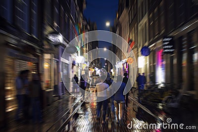 Blurry motion image of people walking Editorial Stock Photo