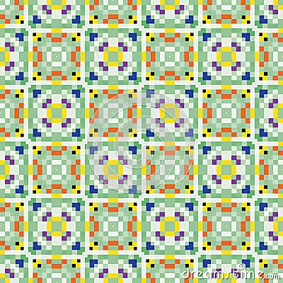 Blurry pixel art pattern in green, yellow and orange Vector Illustration