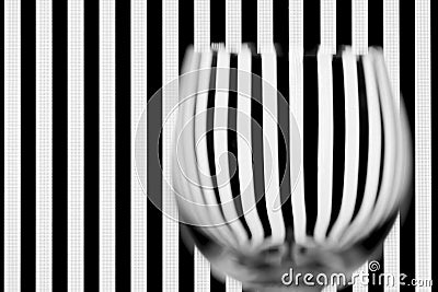 Blurry shape of the empty glass against stripes Stock Photo