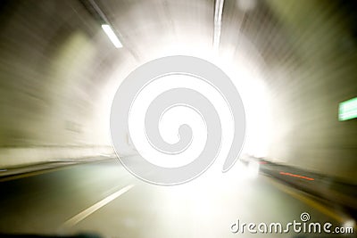 Blurry tunnel view in the car Stock Photo