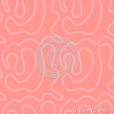 blush coral pink maze line handdrawn seamless pattern. vector doodle endless Vector Illustration