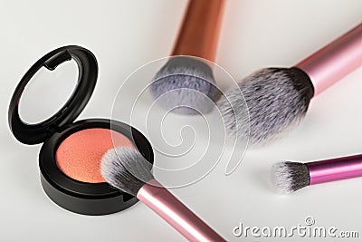 Blush and makeup brush Stock Photo