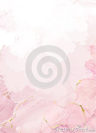 Blush pink watercolor fluid painting vector design card Vector Illustration