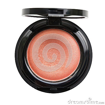 Blusher in round open box top view isolate Stock Photo