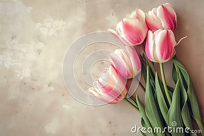 Blushing Beauties: A Peaceful Tribute on a White Marble Table Stock Photo