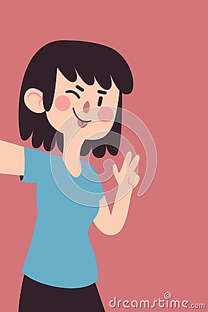 Blushing Girl in a Photography Vector Illustration