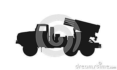 Bm-21 grad multiple launch rocket system. war, weapon and army symbol. vector image for military web design Vector Illustration