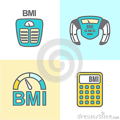BMI or Body Mass Index Icons Vector Illustration