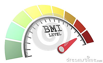 BMI level measuring scale with color indicator Stock Photo