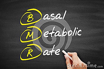 BMR - Basal Metabolic Rate acronym, concept on blackboard Stock Photo