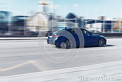 BMW 320d M Sport G20 moving fast on the street of Moscow. BMW 3 Series car driving on the road with blurred background Editorial Stock Photo
