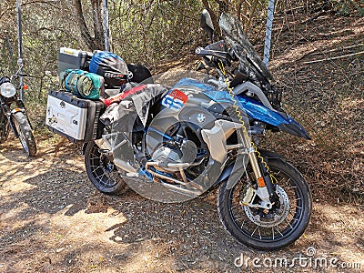 BMW enduro motorbike R 1200 GS parked in a nature environment Editorial Stock Photo