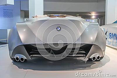 BMW GINA sports car concept car. The car was created in 2001. Rear view. BMW Museum showroom Editorial Stock Photo