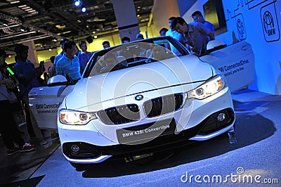 BMW 428i convertible on display at BMW World 2014 Editorial Stock Photo