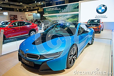 BMW i8 at the Singapore Motorshow 2015 Editorial Stock Photo