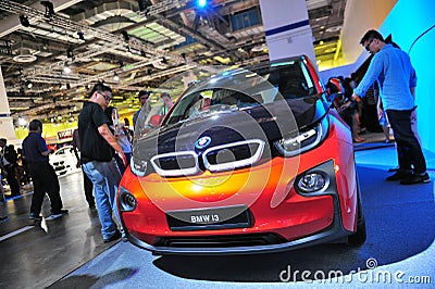 BMW i3 urban electric car on display at BMW World 2014 Editorial Stock Photo