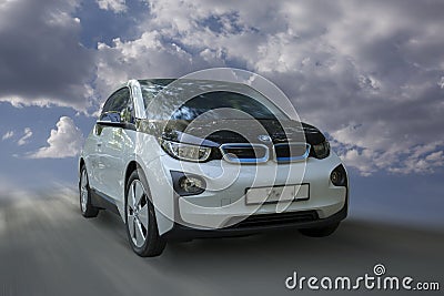 BMW i3 white electric car. Editorial Stock Photo