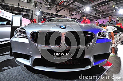 BMW M5 sports car on display at BMW World 2014 Editorial Stock Photo