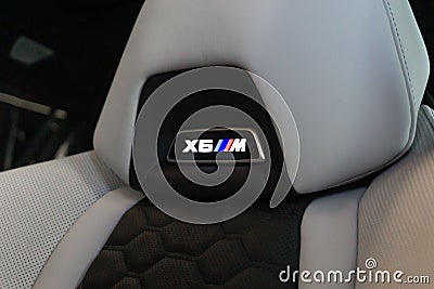 BMW X6 M Competition seat lit up emblem Editorial Stock Photo
