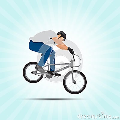 Bmx cyclist vector illustration. Bmx sport art. Bmx jump. Vector format. Vector Illustration