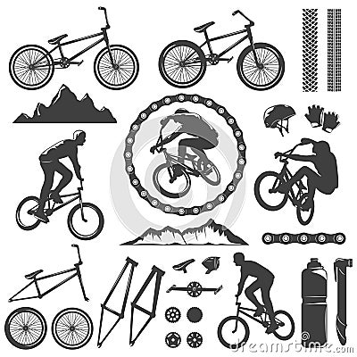 BMX Decorative Graphic Icons Set Vector Illustration