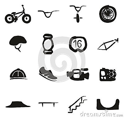 BMX Icons Freehand Fill Vector Illustration