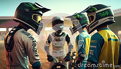 BMX racing team, digital art illustration, Generative AI Cartoon Illustration