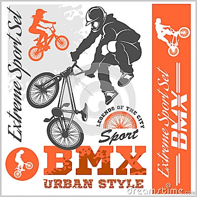 BMX t-shirt Graphics. Extreme bike street style - Vector BMX cyclyst Vector Illustration