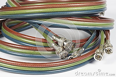 BNC cables for analog componet video Stock Photo