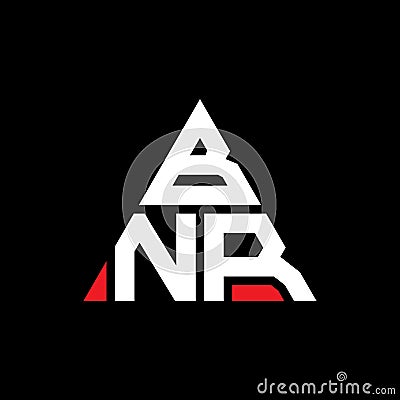 BNR triangle letter logo design with triangle shape. BNR triangle logo design monogram. BNR triangle vector logo template with red Vector Illustration