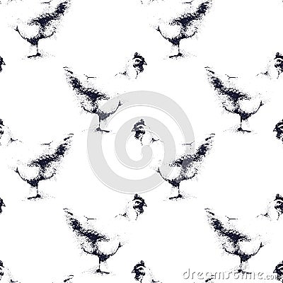 Bnw pattern charcoal chicken Vector Illustration