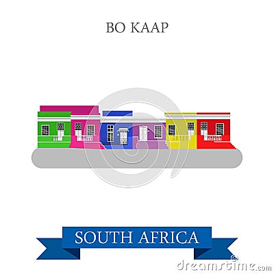 Bo-Kaap in Cape Town in South Africa. Flat vector Vector Illustration