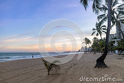 Boa viagem Beach and city skyline at sunset - Recife, Pernambuco, Brazil Stock Photo