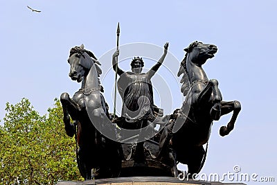 Boadicea and Her Daughters is a bronze sculptural group Editorial Stock Photo